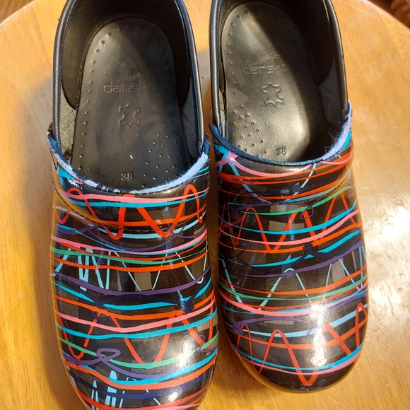 Dansko Shoes - Dansko Women's Black Multicolor Scribble Clogs